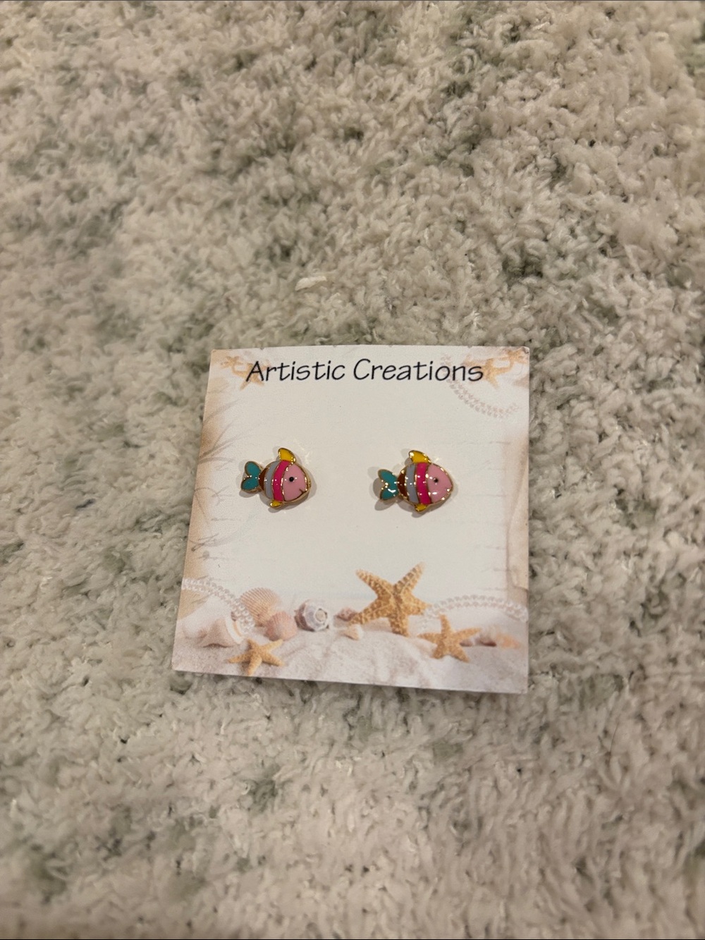 Colorful Tropical Pink Fish Stud Pierced Earrings NWT .50”